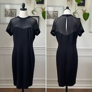 Bebe LBD Black Dress Illusion Neck Short Sleeve Dress 12